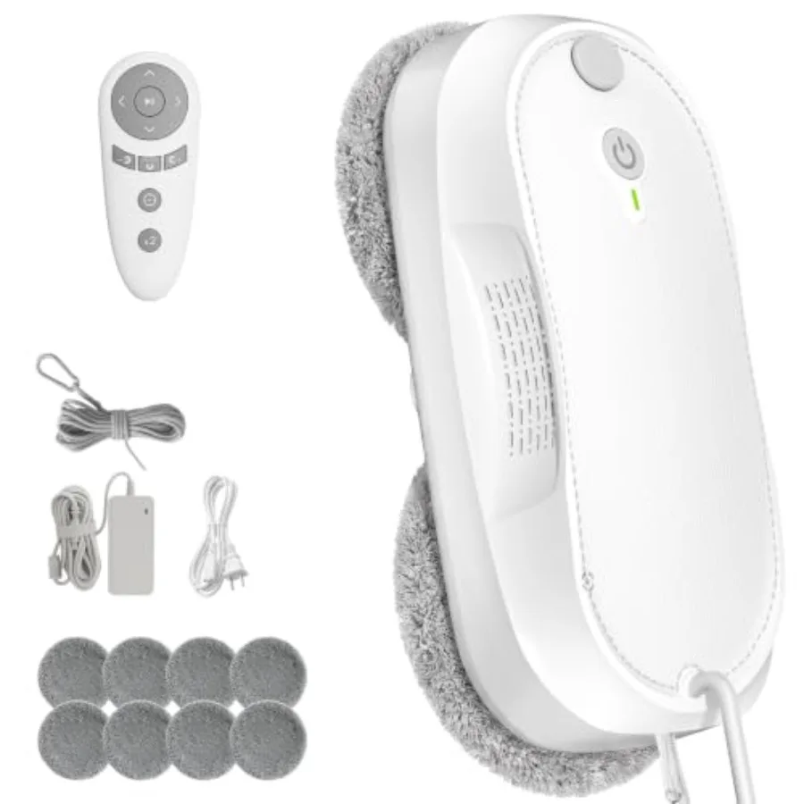 Window Cleaning Robot for High-Rise Windows, ABS Plastic, Black, Auto-Dual Spray, 4min/ cleaning speed, 3200pa suction, 3 clean
