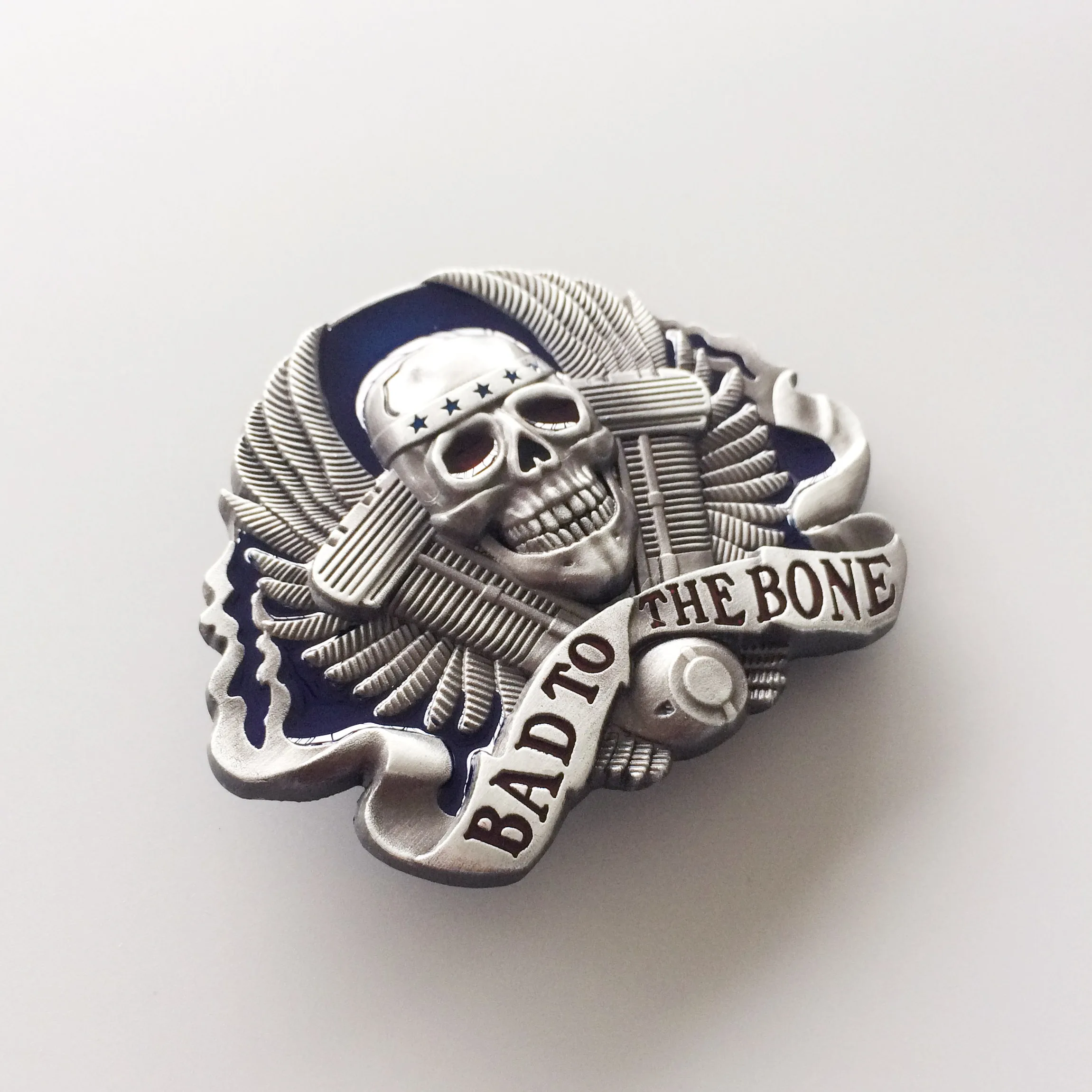 New Vintage Enamel Skull Belt Buckle also Stock in US BUCKLE-SK038