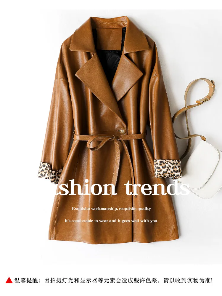 

2023 High End Sheepskin Coat Women Casual Leather Windbreaker Coat Women's Genuine Leather Jacket Spring Dress New Jaqueta FCY