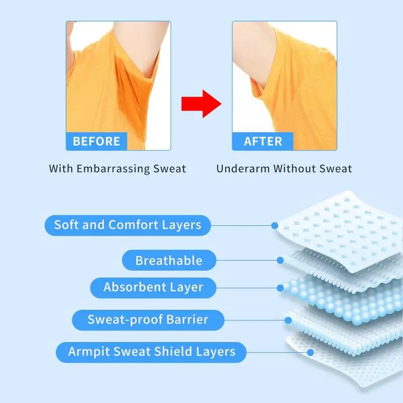 New 100-10PCS Disposable Sweat-absorbing Patch Summer Deodorants Pads Underarm Armpit Sweat Pads Dress Pad Breathable Ultra-thin