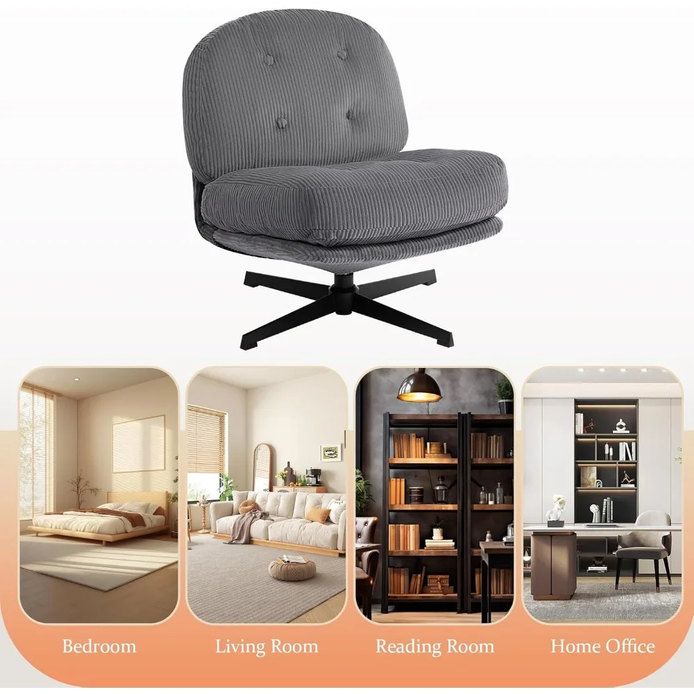 كرسي معاصر دوار 360 درجة: كرسي قراءة منجد من القطيفة مع وسادة ناعمة وصالة بإطار معدني