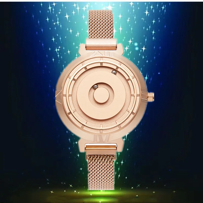 EUTOUR-relojes de cuarzo dorados para mujer, reloj de bola magnética de lujo, de acero inoxidable, a la moda, resistente al agua