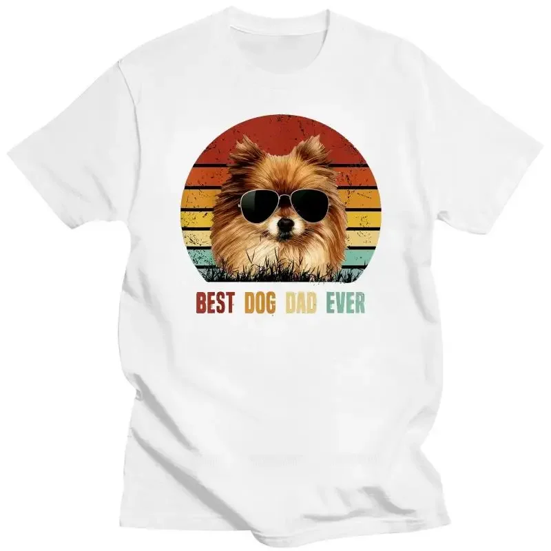 Day Gift-Men's T-Shirt-Black Pomeranian Tshirt Fathers Mens Vintage Best Dog Dad Ever male o-neck short sleeve casual tops