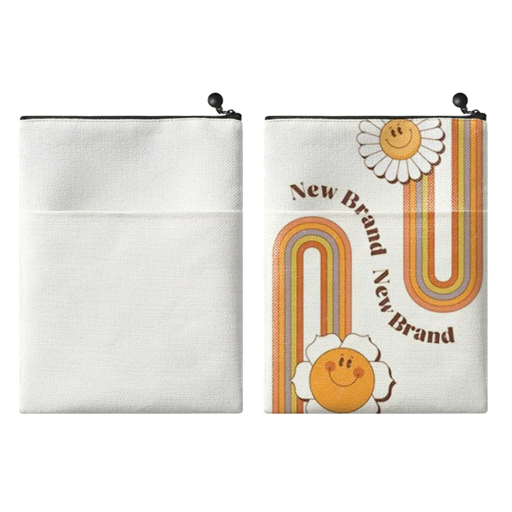 10pcs/lot Heat transfer cotton linen book bag with zipper double-sided Sublimation printing book set for desk accessory storage