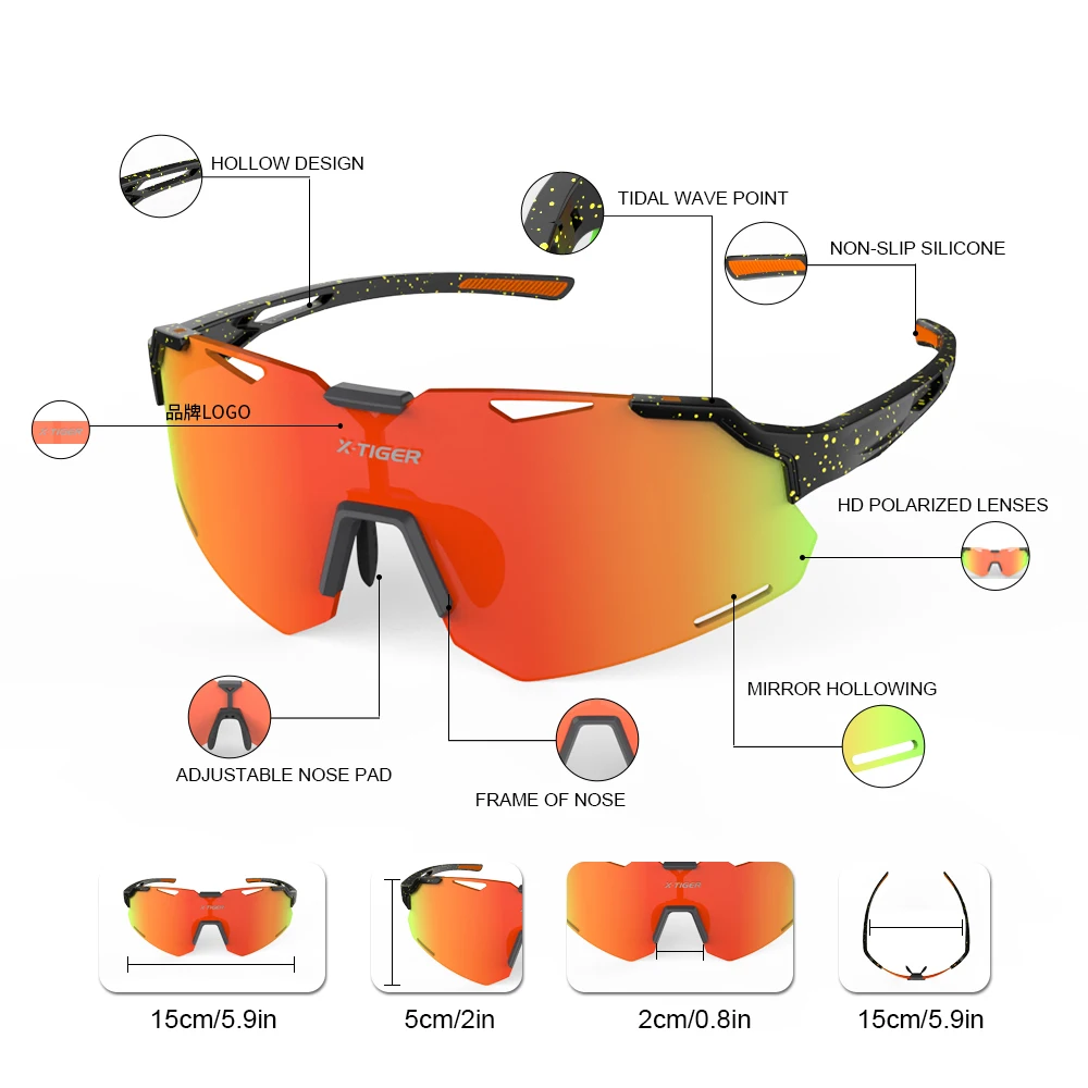 X-TIGER Children's Polarized Glass Sports Sunglasses UV400 Fit Kids MTB Road Cycling Eyewear Outdoor Goggles With Myopia Frame - view 5