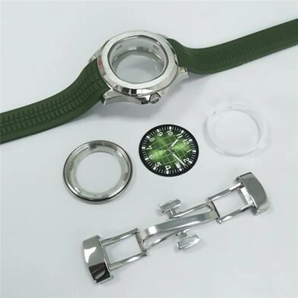 42mm Steel Case+Dial with Window+Watch Hands+Rubber Strap For NH35 NH36 4R/ 7S Movement AQUANAUT Style Modify Accessories