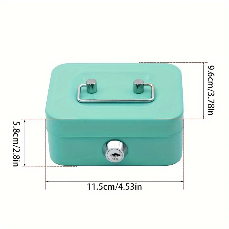 Metal Cash Box with Key Lock - Secure Coin Storage & Piggy Bank for Office/Home, Includes Handle