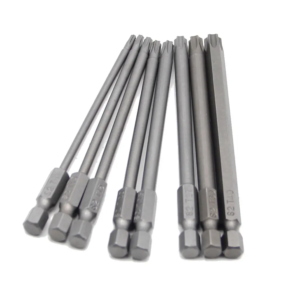 8pcs 100mm Hexagonal Screwdriver Set Magnetic Plum Blossom Hole Electric Drill Pneumatic Tool Handle Hand Screwdriver Set