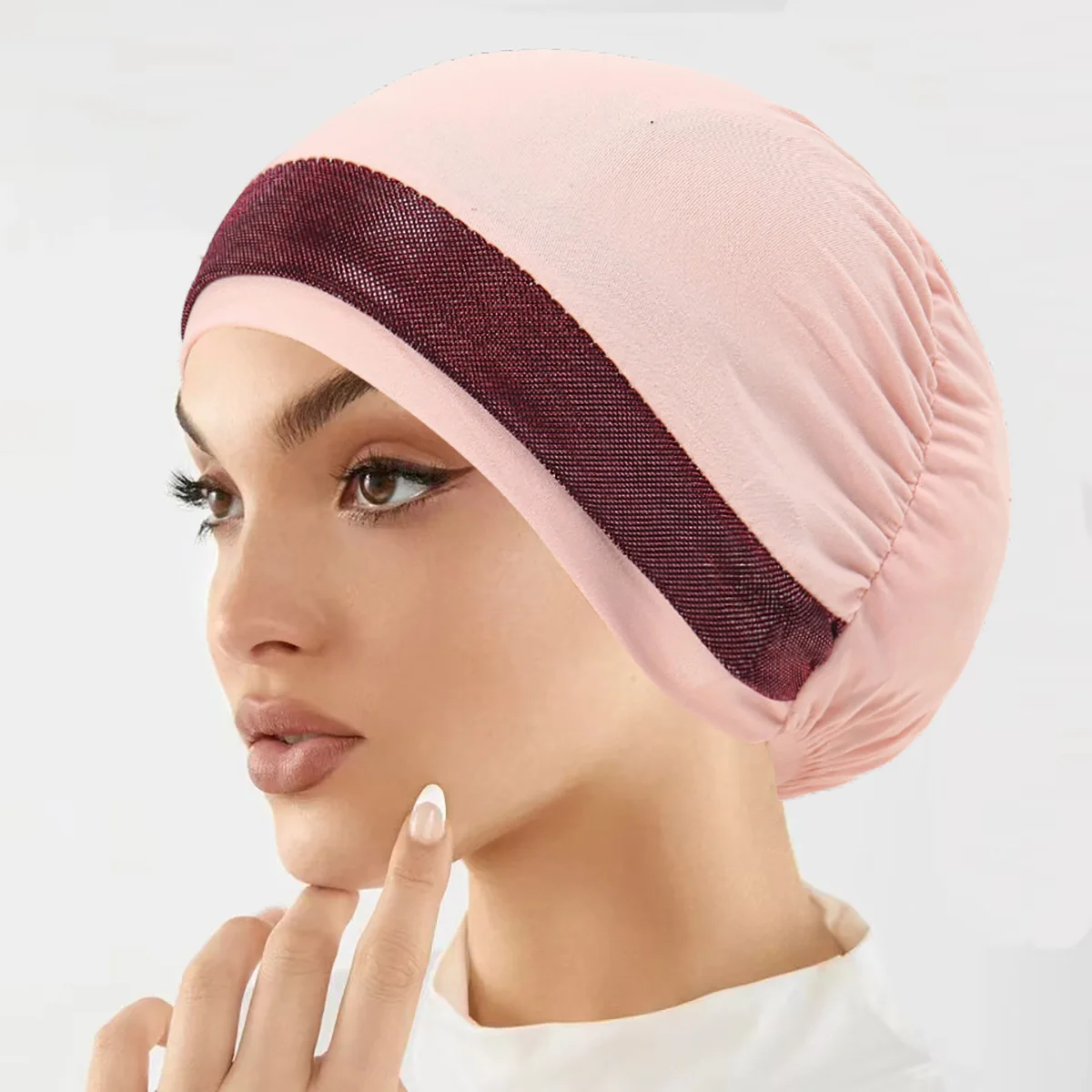 

Women muslim Glitter inner hat Islamic UnderScarf Wrap Chemo Bandana Muslim Scarf Beanies Hijab Bonnet Cap Undercap Indian Hat