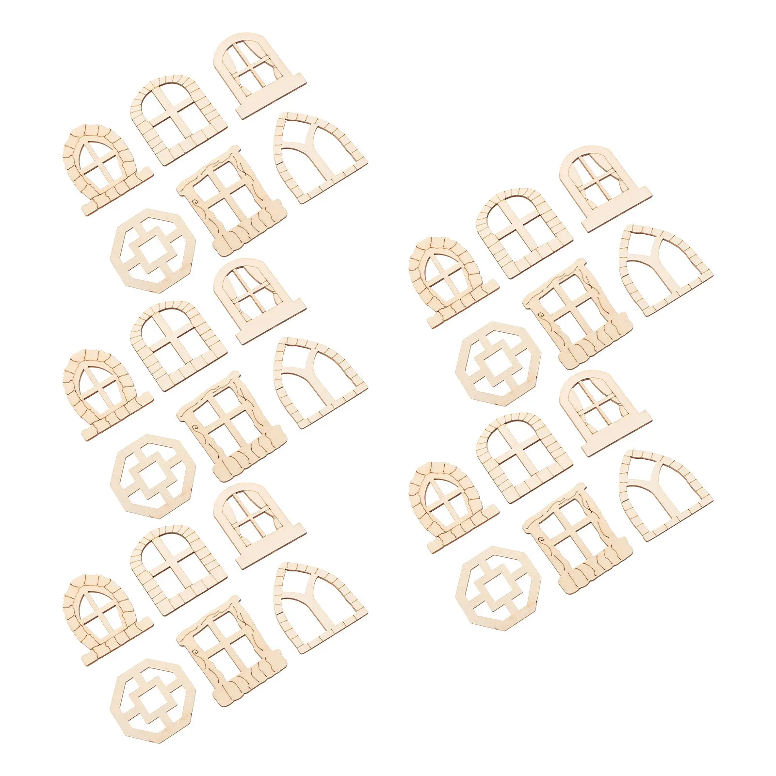 30Pcs Fairy Door Window Kit Unpainted Wooden Garden Doors Blank Miniature House Accessories DIY Craft Supplies Rustic Nordic