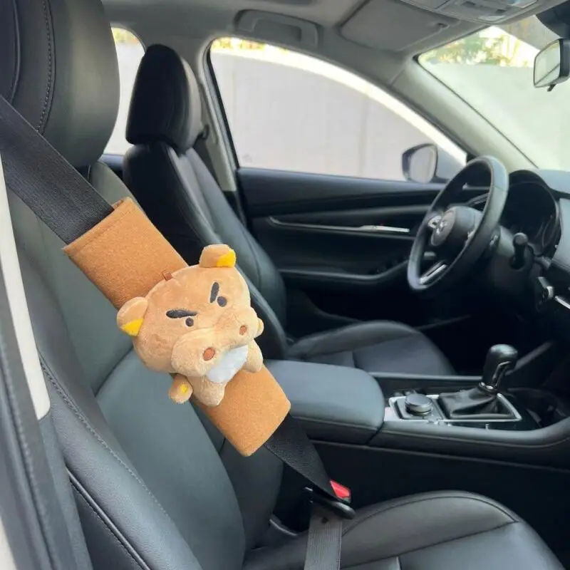 Japanese Anime Rilakkuma Brown Plush Filling Doll Seat Belt Protective Case Shoulder Straps Car Interior Decoration Friend Gifts