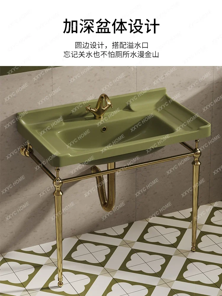 Coran Grass Green Bathroom Retro Washbasin Household Bracket Wash Basin