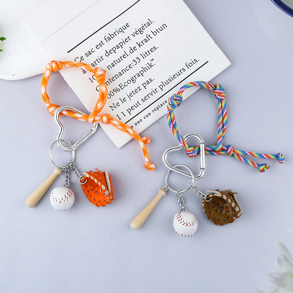 

Colorful Woven Rope Baseball Cover Keychain Bag Accessories Hollow Love Hanging Buckle Sports Pendant Bag Decor Car Key Ring