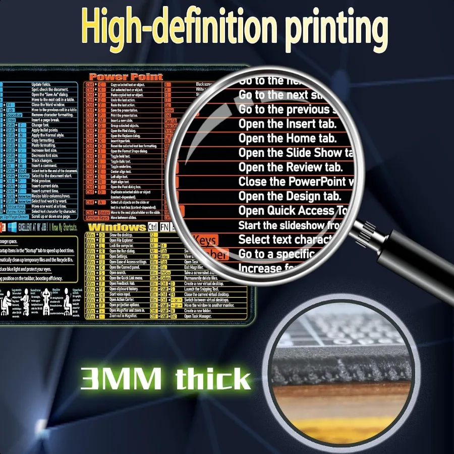 Excel Word Power Point Windows Mouse padNonSlipandWaterproof Large Gaming Office pc Desk mat XL 31.5 x 11.8 in Over 200 Keyboar