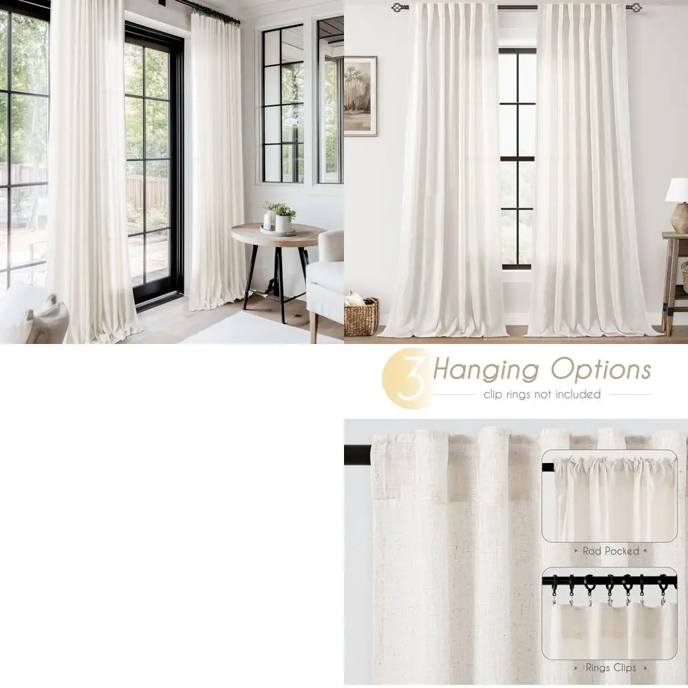 

Шторы из смеси льна 144, для гостиной — дизайн задней вкладки, нейтральные тона, фильтрация света, полупрозрачные шторы для больших окон,