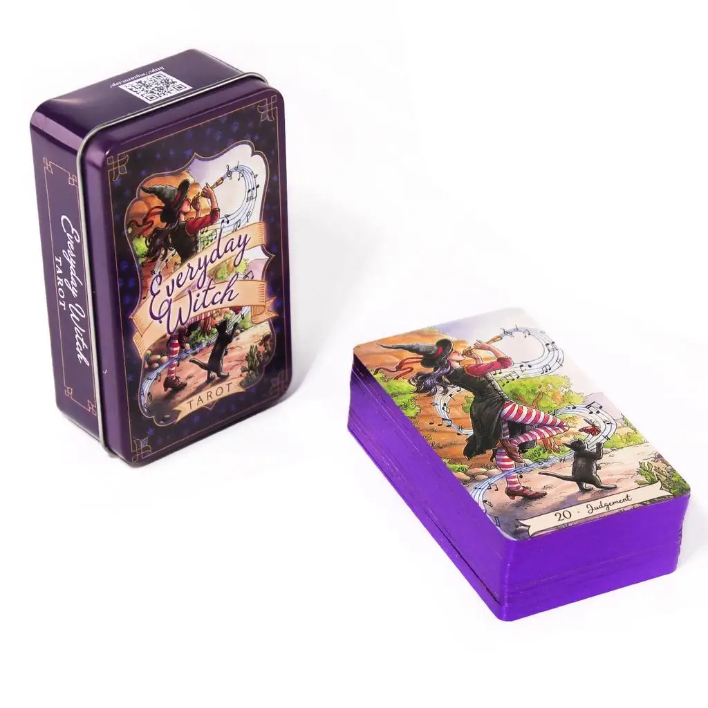 

10.3*6cm Everyday Witch Tarot In A Tin Metal Box Tarot Deck with PDF Guide Book Divination Fate Cards