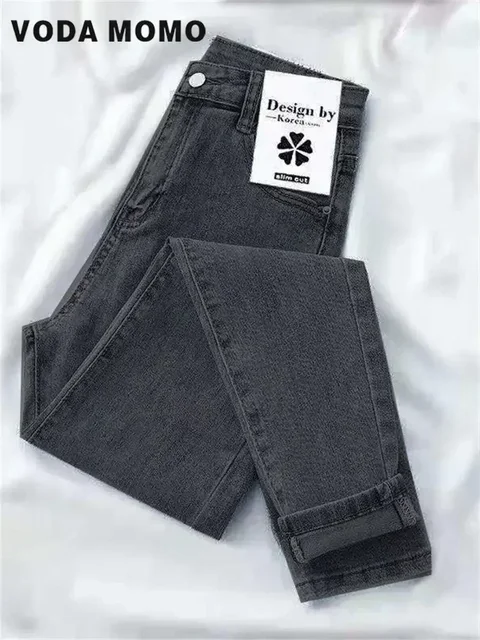 2023 nowy damski, wiosenny jesienne spodnie Skinny Stretch Jean dla kobiety wysokiej talii pencilPants Vintage Slim spodnie dżinsowe Streetwear
