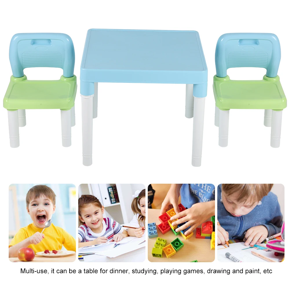 Childrens Kids Plastic Table Chair Set Learning Studying Desk For Dinner Playing Games Drawing And Paint Home Kindergarten