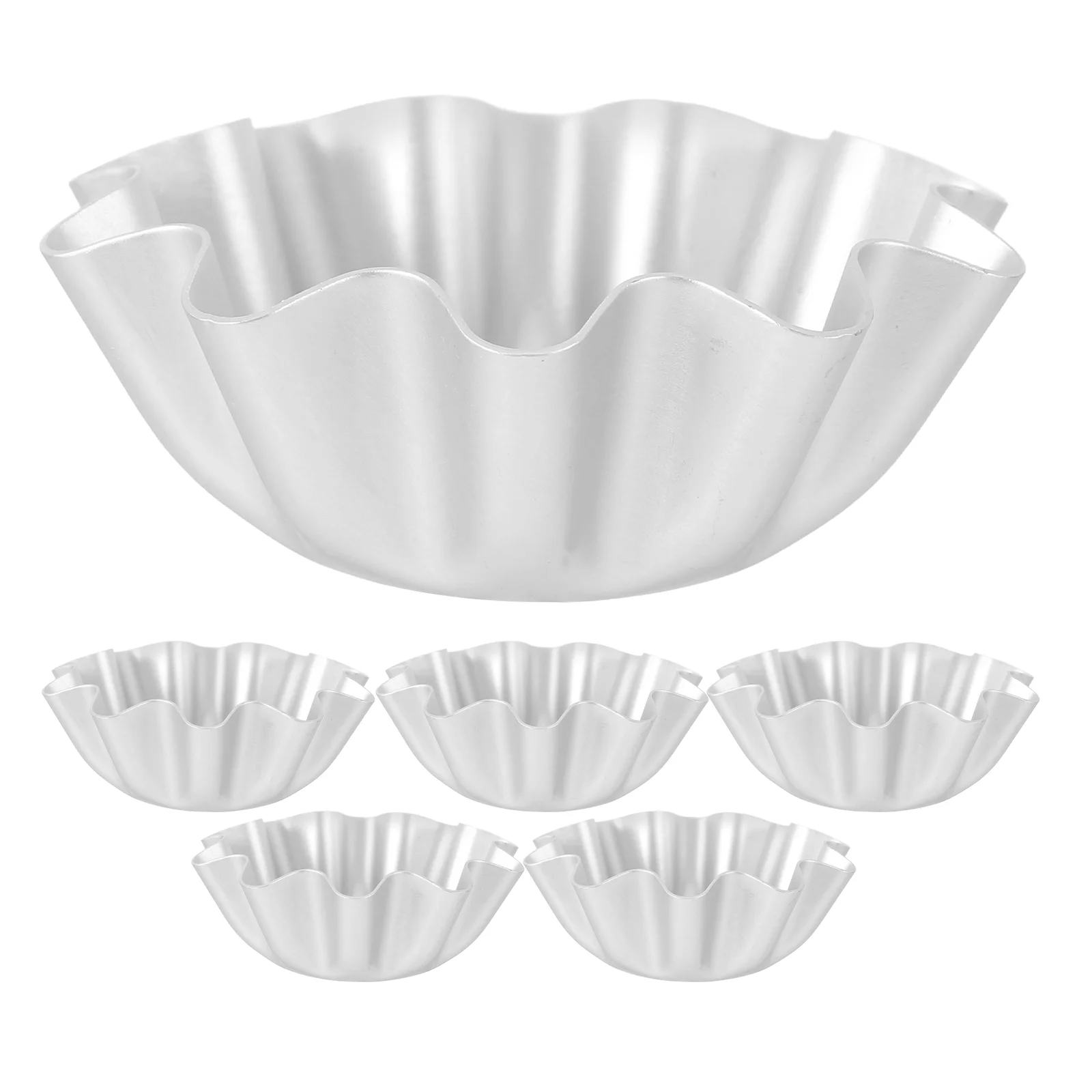 

6 Pcs Tart Molds Aluminum Alloy Baking Dish Non Stick Heat Resistant Suitable Home Kitchen Hotel Bakery