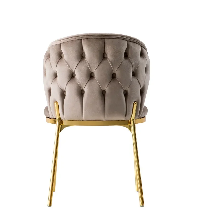 z High Quality Luxury Gold Dining Chair Stainless Steel Velvet Button Backing Restaurant Chair for Home Hotel Wedding