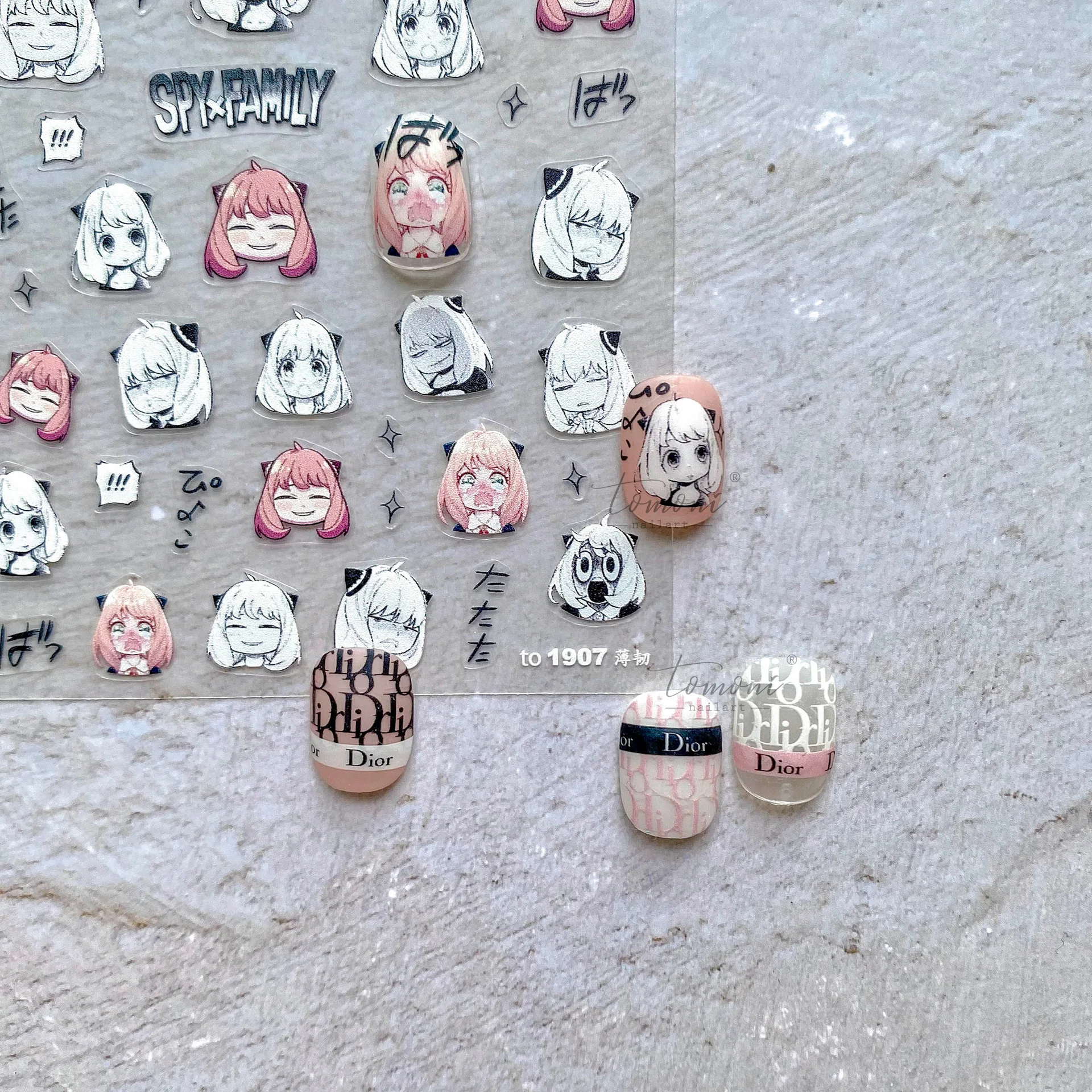 Anime Nail Stickers One Piece Spy Family Cartoon Thin Tough Nail Decorative Stickers Transparent Back Adhesive Nail Stickers