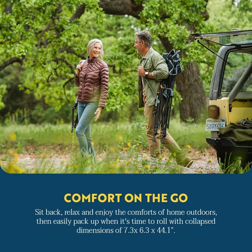 Outdoor Comfort Pro Rocker Camping Chair | Portable Folding Rocking Chair with Durable Armrests & Drink Holder — Royal Blue