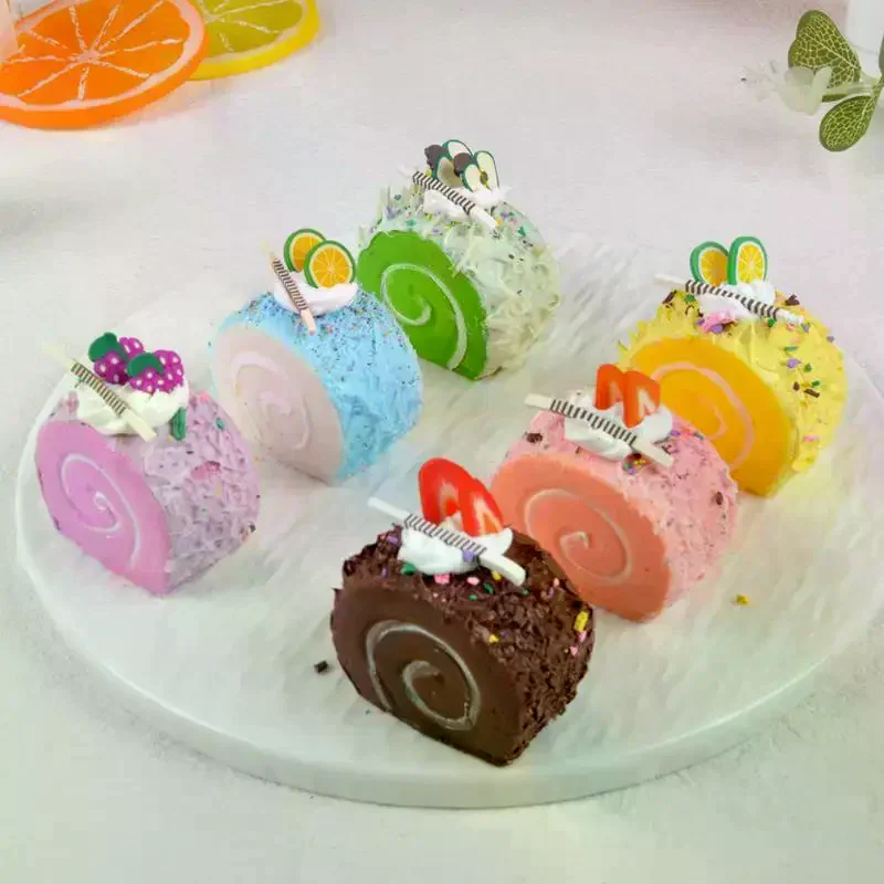 6 Pcs Realistic Artificial Roll Cake Models Vibrant Colors Lifelike Details For Home Decor Food Display Photography Props