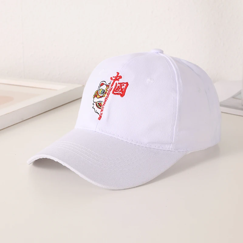 Simple Chinese style embroidered printed baseball cap National Tide Lion All-match Hip Hop Cap Adjustable Velcro with top tide c