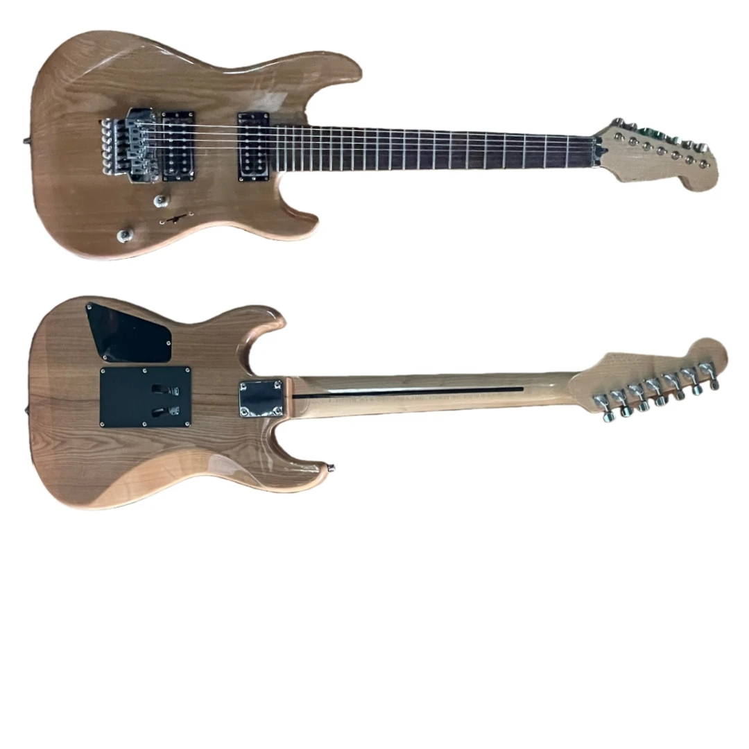 

7 string natural guitar, Tremolo floating bridge, ASH wood body, rosewood fingerboard, locking tuner, HH pickups, customizable