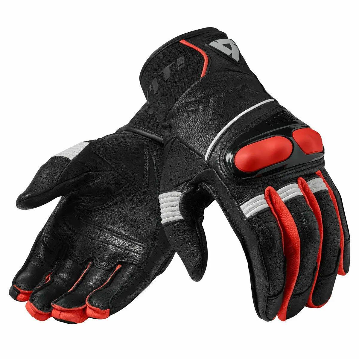 

NEW Revit Hyperion Short Leather Motorcycle Gloves Black Neon Red Racing Gloves Genuine Leather Motorbike Gloves