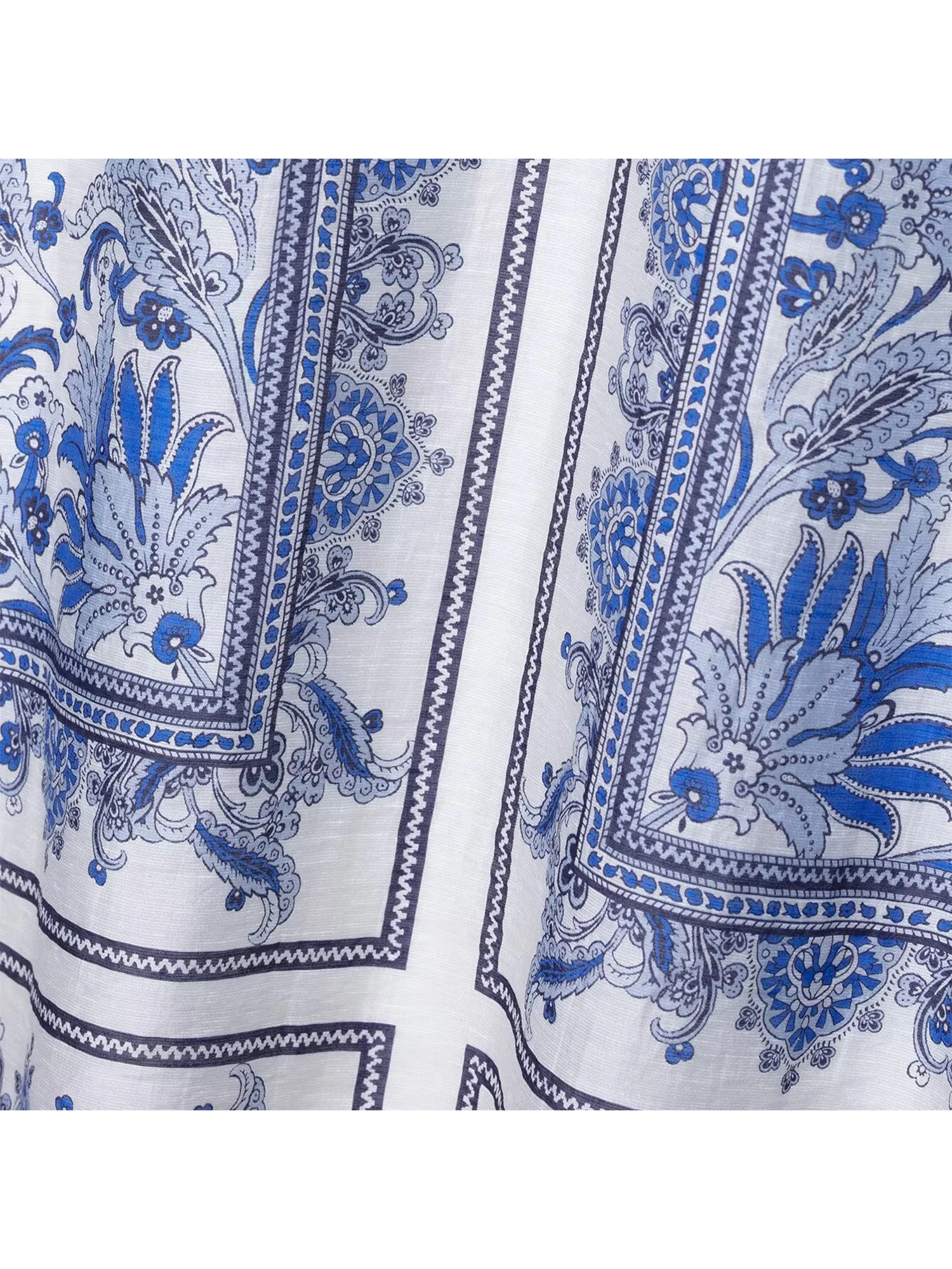 Women's Blue Flower Print Mid Long Skirt Vintage 90s Aesthetic High Waist Skirt Harajuku Y2k A-line Skirts 2000s Clothes Summer