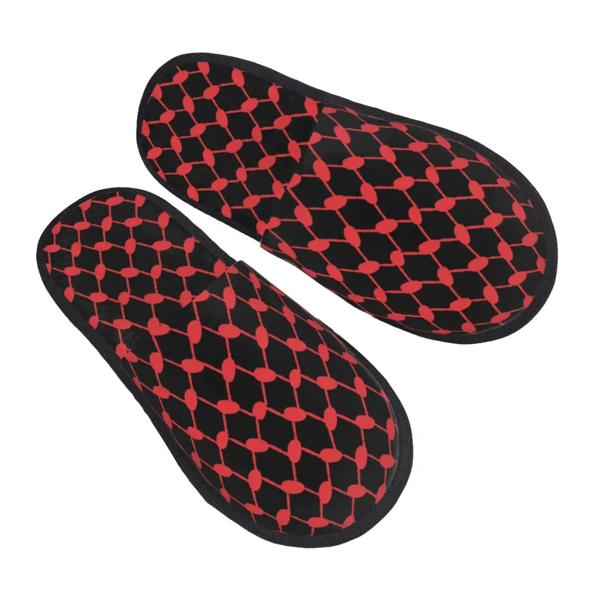 Custom Arabic Keffiyeh Traditional Pattern Guest Slippers for Bathroom Women Tatreez Embroidery Art House Slipper