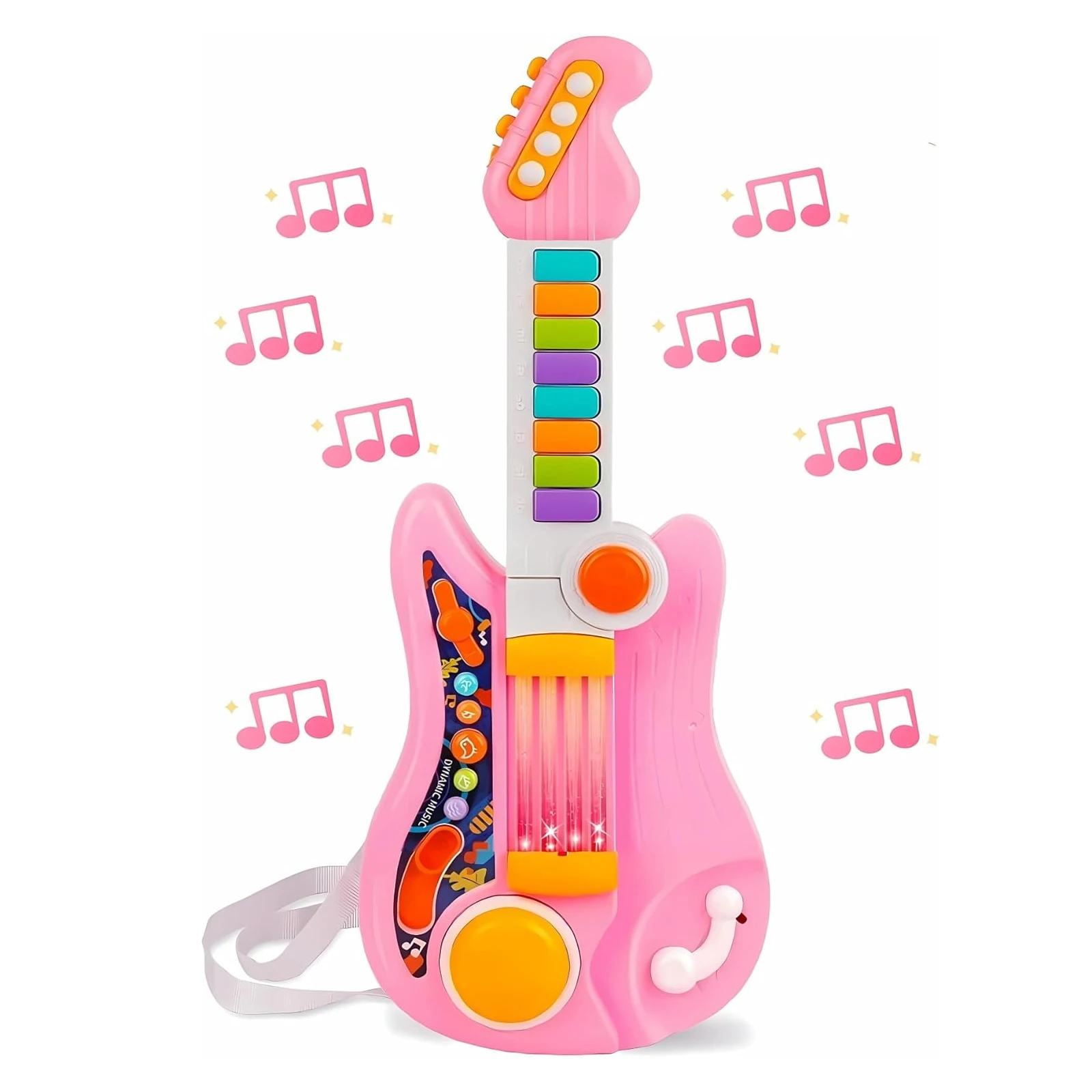 2-em-1 crianças guitarra elétrica piano brinquedo dobrável instrumento musical luzes cinta educacional diversão música presente para meninos meninas idade 2-5