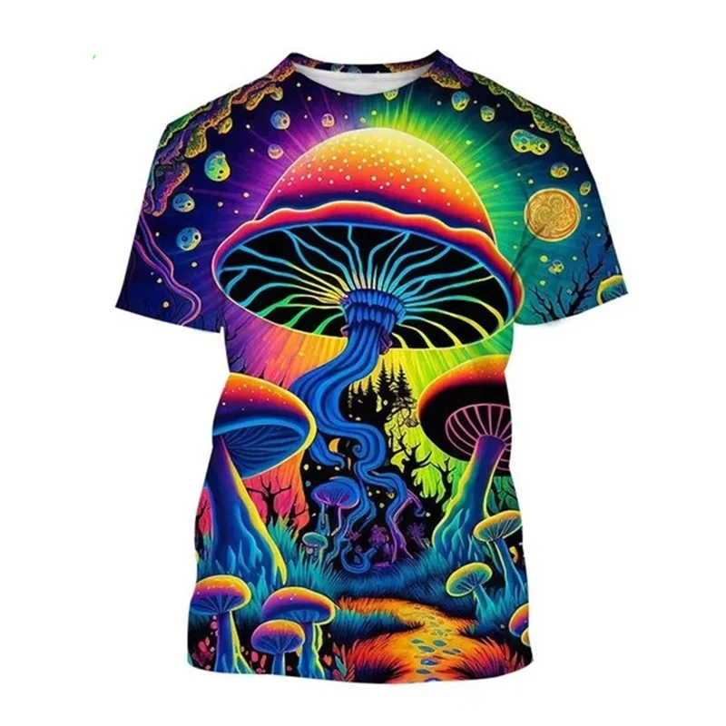 Mushroom Forest T-Shirts Plants Graphic 3D Print Men Women T Shirt Short Sleeve Oversized Harajuku Y2k Tops Tees Kids Clothing