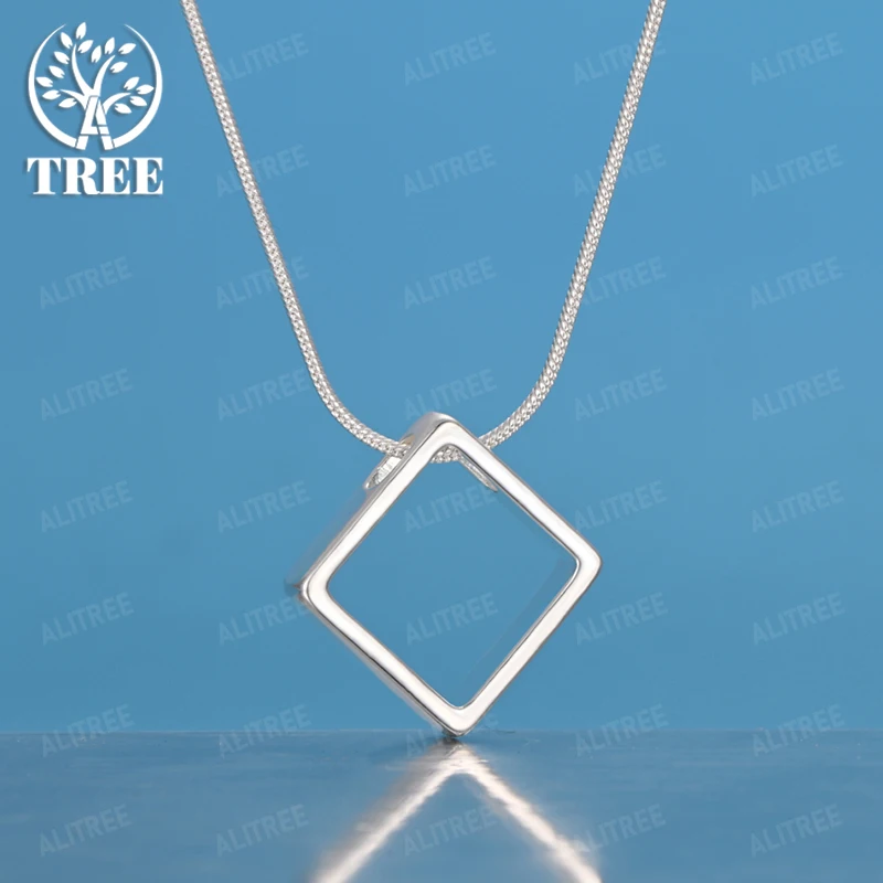 925 Sterling Silver Square Openwork Necklace Ideal Choice Engagement Party Weddings Includes Adjustable Chain Length 40–75 Cm