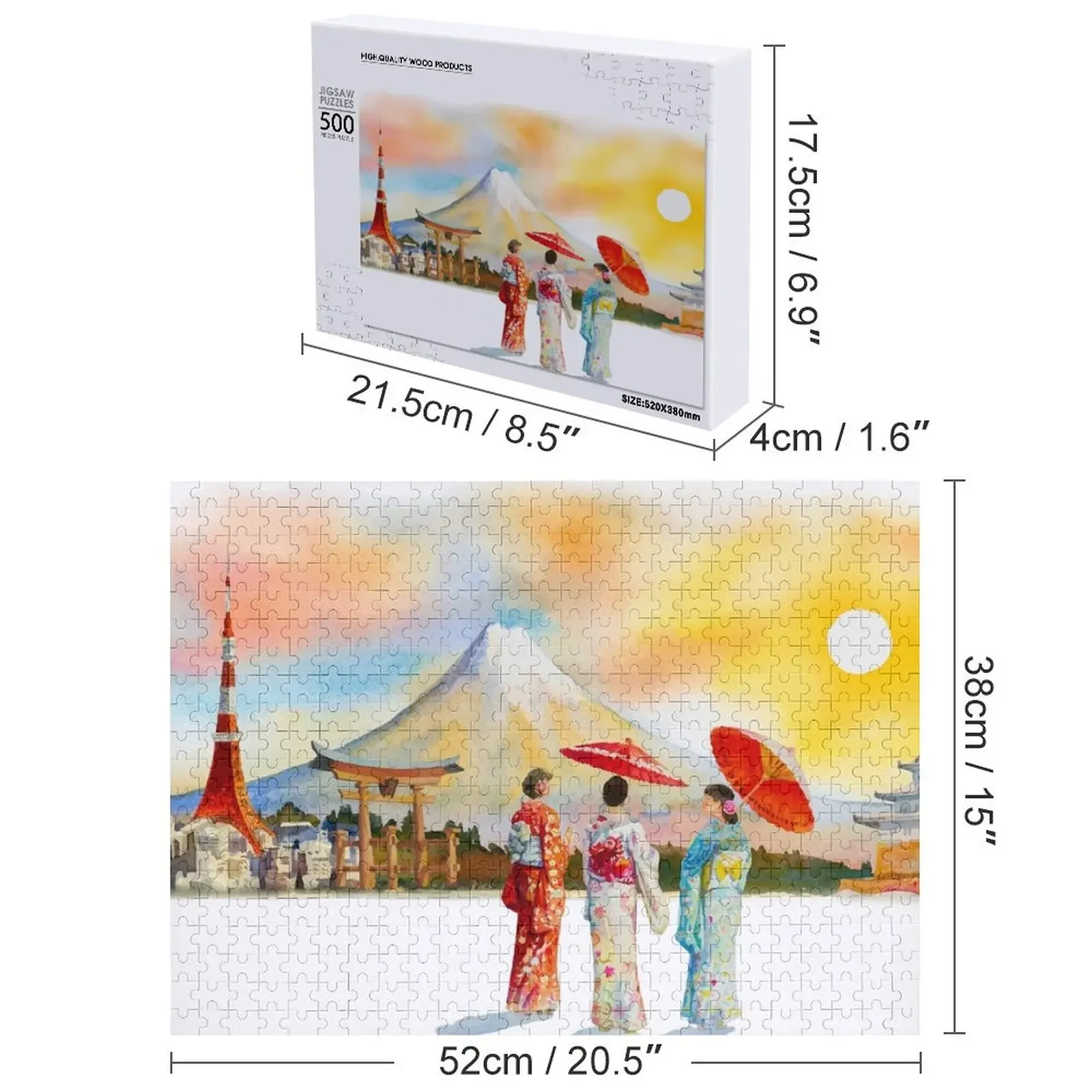 اليابان اللوحة بازل قطع Woodens للبالغين بانوراما مخصص شخصية اسم خشبي مخصص الطفل هدية لغز