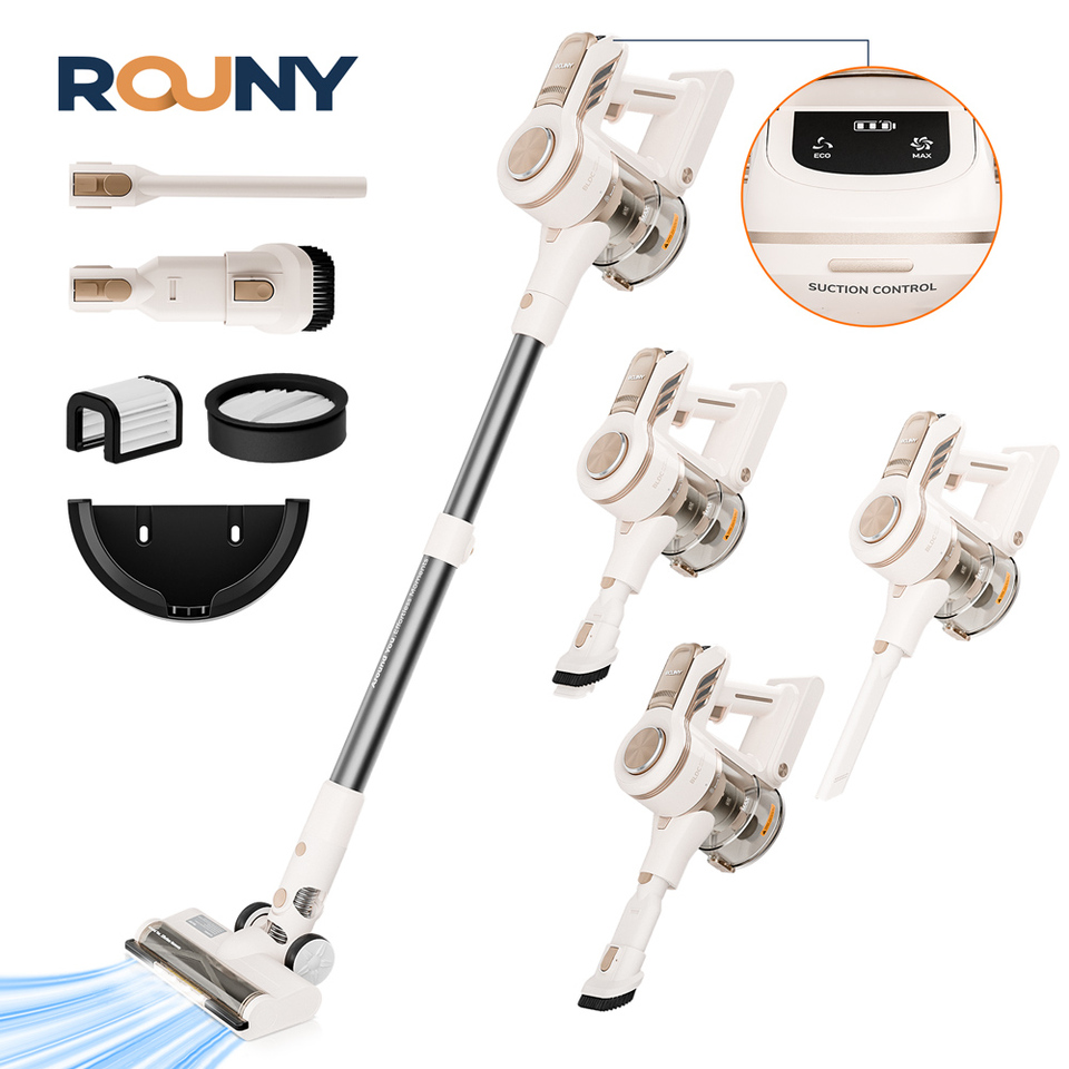  Cordless Stick Vacuum Cleaner, Lightweight Brushless Cleaner with 2-Speed Power Suction, Dual Motor, 3 Brushs, Removable Battery 