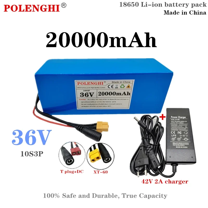 

POLENGHI high capacity battery 36V 20Ah 10S3P lithium-ion battery pack, suitable for electric bicycles, scooters, and chargers