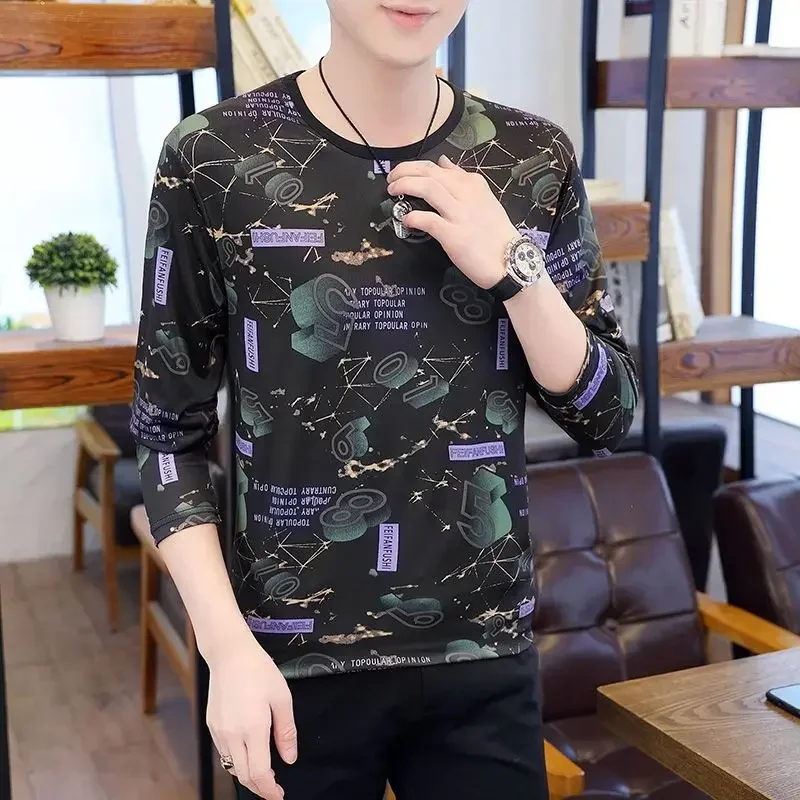 Baggy Slim Fit Male Pullover Long Sleeve Men's T-shirts Tight Sweatshirt Emo Designer Full Tops Quotes Harajuku Fashion Size New - view 4