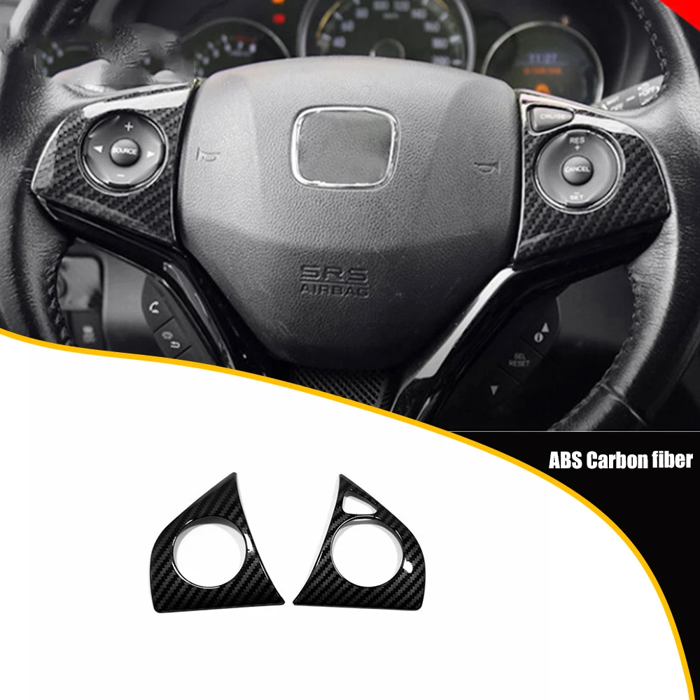 ABS Carbon Fiber For Honda FIT Jazz 2015 2016 2017 2018 Car Steering Wheel Cover Trim Inner Sticker Car Styling