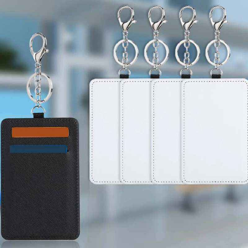 10Pcs Dye Sublimation Rectangle Portable Transportation Card Holder Work Card Holder Printable Card Holder Keychain