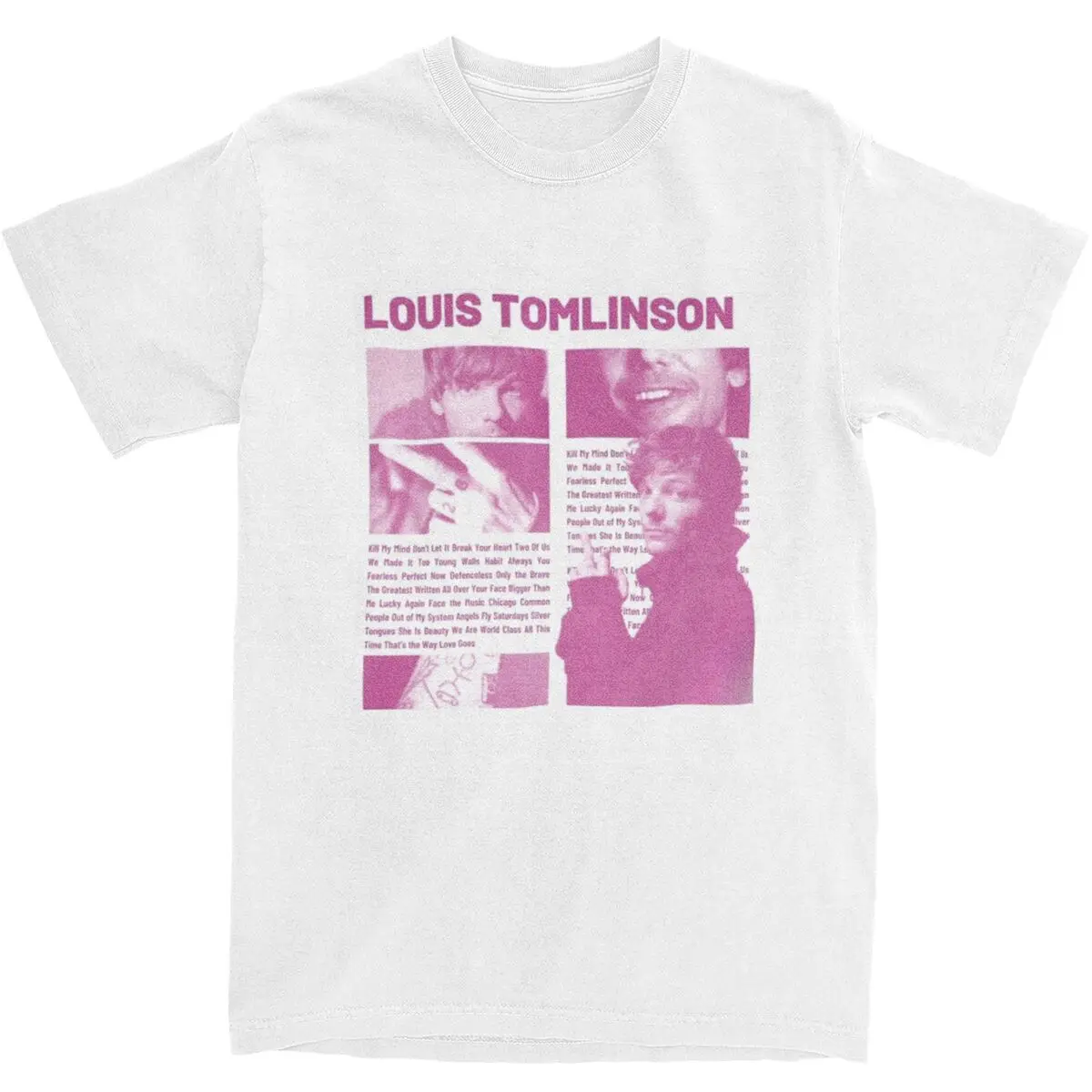 Pink Louis Tomlinsons English Singer T-Shirt Music Album Hipster T-Shirts Short Sleeve Y2K Tops Cotton O-Neck Plus Size Clothing