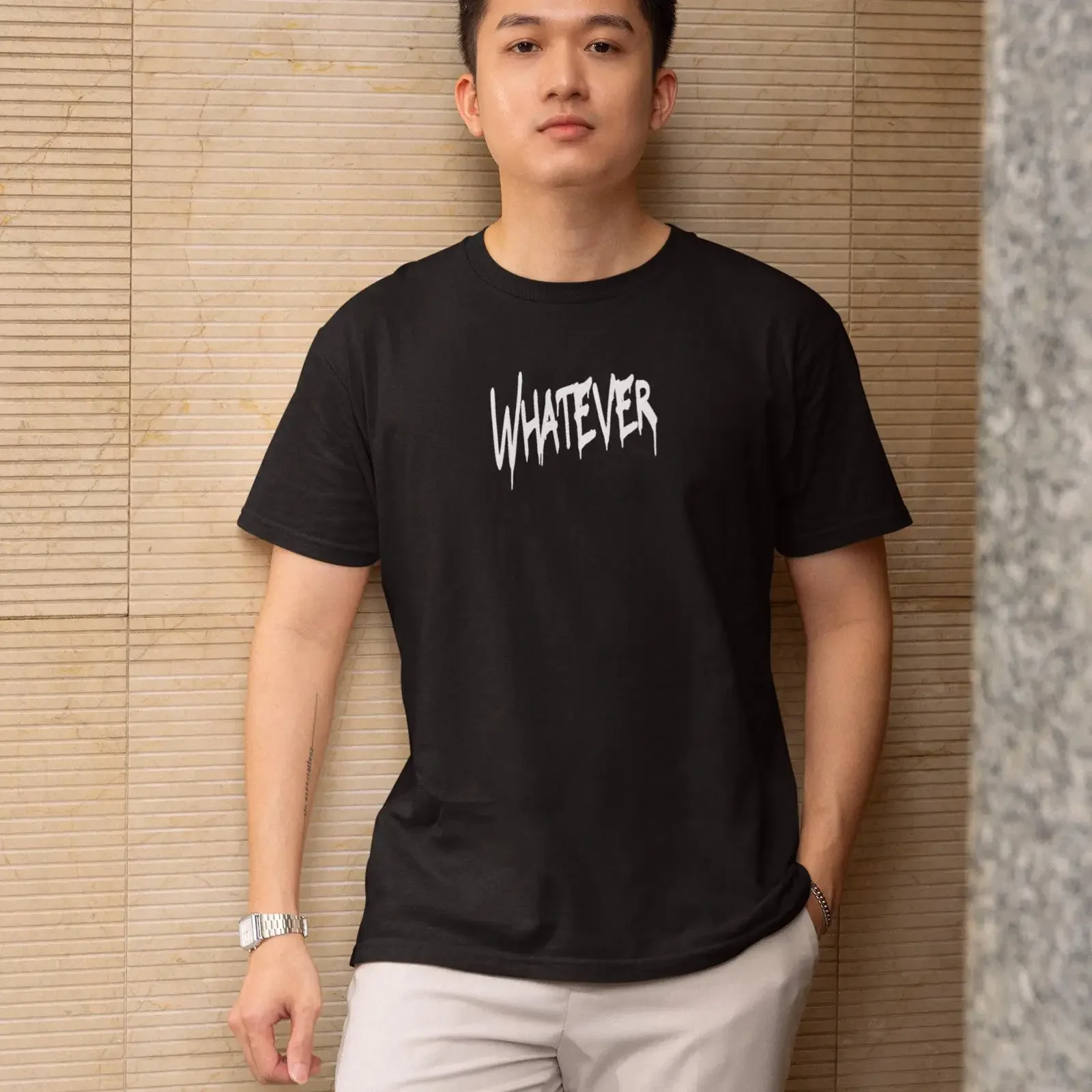 Men's Whatever Sarcastic T Shirt Gen Z Humor Minimalist Streetwear Indifferent Quote Dry Casual  vintage Washed