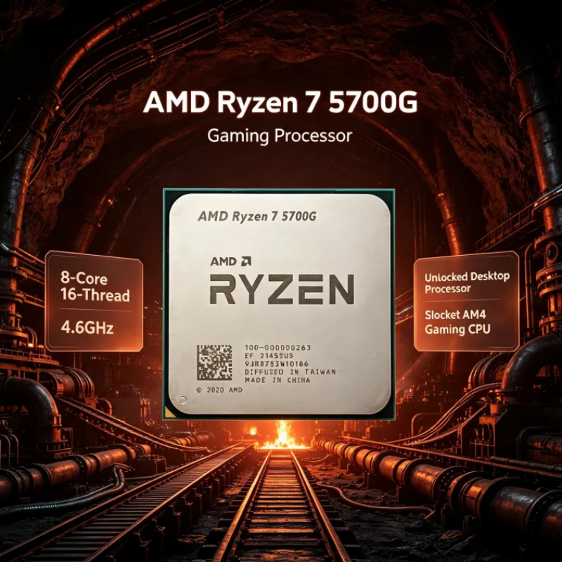 AMD Ryzen 7 5700G 7nm CPU Processor 4.6GHz Eight-Core Sixteen-Thread 16MB L3 AM4 100-000000263