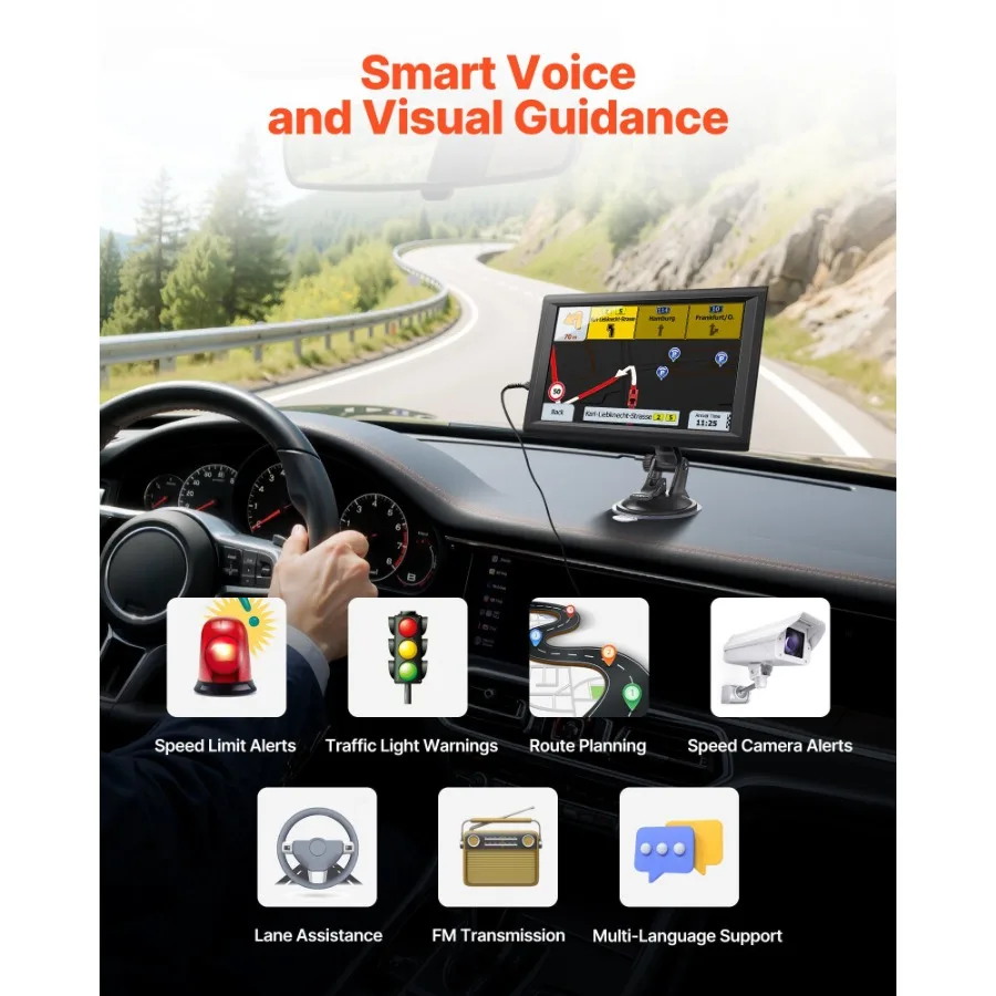 GPS Navi للسيارة 9 بوصة تعمل باللمس 16GB نظام الملاحة GPS داش كام