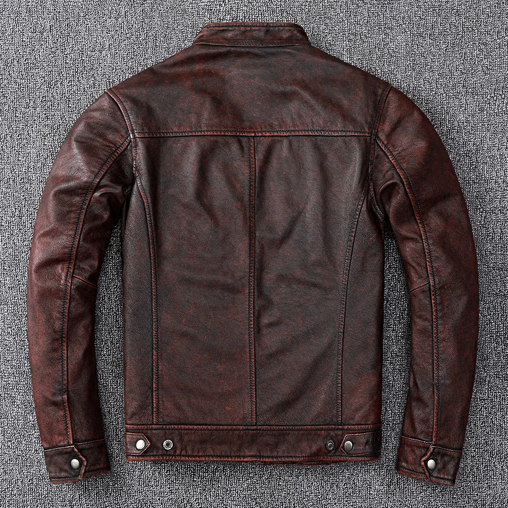 2023New Natural Calfskin Leather Jacket Men Genuine Leather Moto Jacket Autumn Short Classic Business Leisure Corium Coat