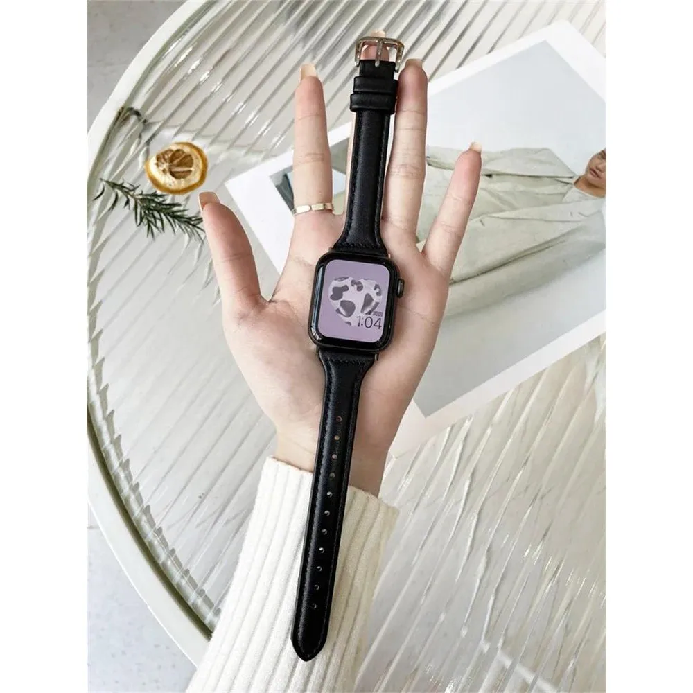 Lederarmband Correas Slim Armband Armbänder für Apple Watch 41 mm 42 mm 44 mm 45 mm 46 mm 49 mm iWatch Serie 11 10 9 8 7 6 5 4 se