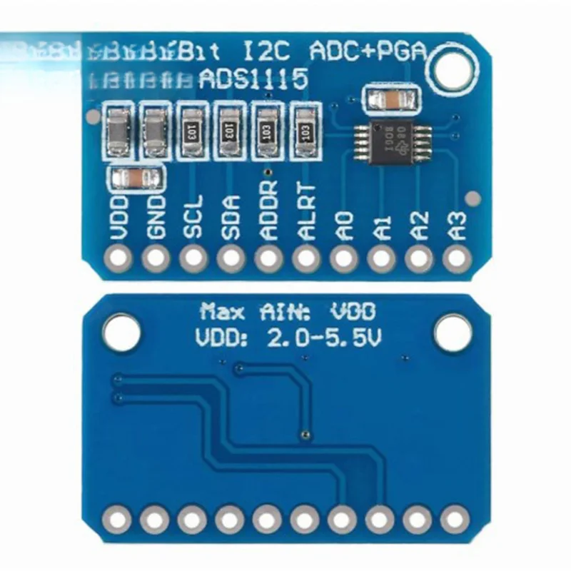 وحدة ADS1115 ADC عالية الدقة 16 بت - I2C 4-قناة مع مضخم كسب احترافي للتحويل التناظري