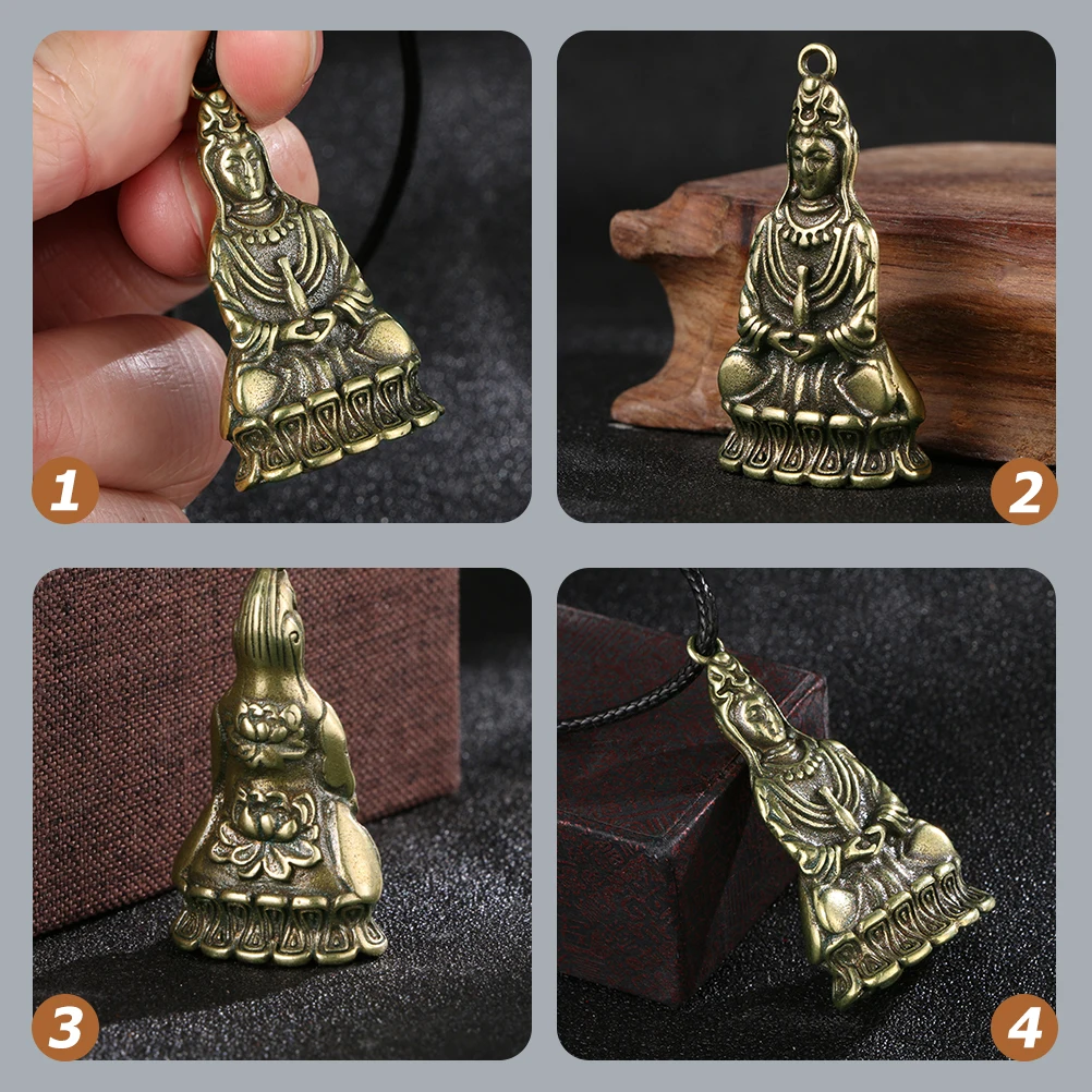 

Vintage 1Pc Brass Buddha Statue Pendant Key Chain DIY Treatment Home Decor Shop Accessory Unique Jewelry Multi Function