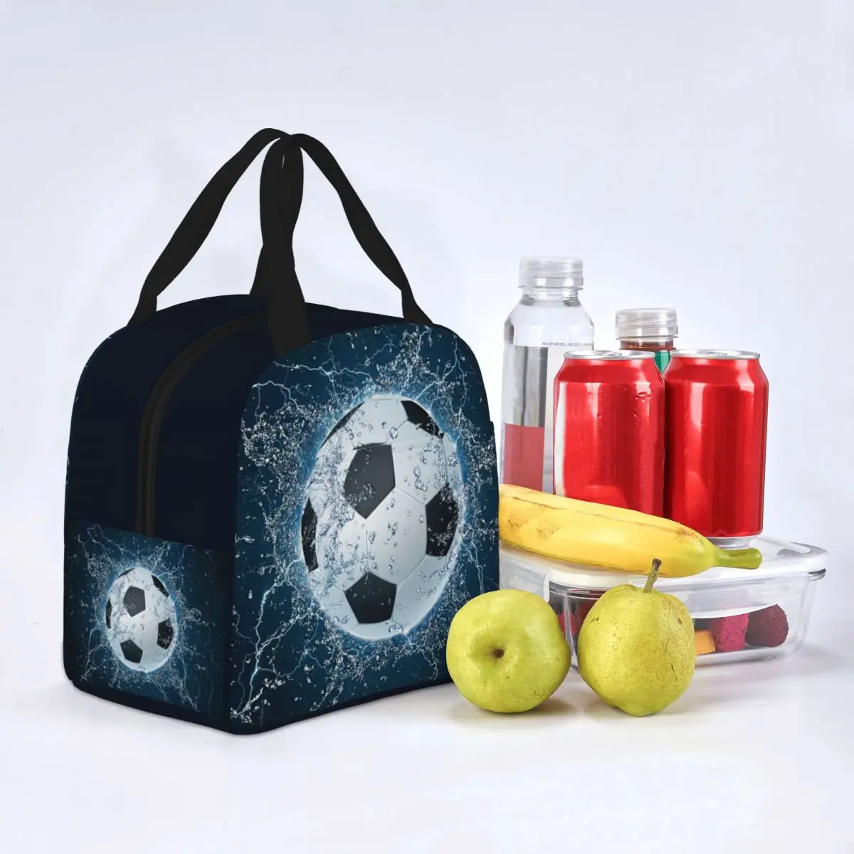 Soccer Ball Insulated Lunch Bag Cooler Bag Meal Container Football Sports Portable Tote Lunch Box Bento Pouch Work Picnic